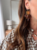 Boucles d'oreilles pendantes fleur dorée marron – BETTY – photo 2