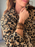 Bracelet multirang perles marron et doré élastique – MERYL – photo 1