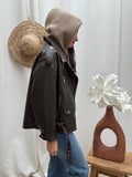 Cagoule en maille taupe tour de cou intégré – ARLO – photo 2