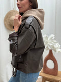 Cagoule en maille taupe tour de cou intégré – ARLO – photo 3