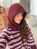 Cagoule femme en maille bordeaux lien de serrage – EMELINE – photo 1