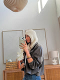 Cagoule femme en maille écrue lien de serrage – EMELINE – photo 1