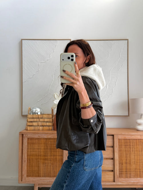 Cagoule femme en maille écrue lien de serrage – EMELINE – photo 2