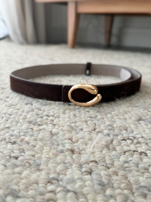 Ceinture fine noire boucle dorée arrondie réglable – INAYA – photo 1