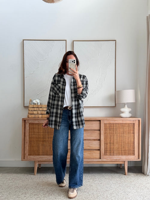 Chemise à carreaux noir, gris et blanc petits strass – AARON – photo 4