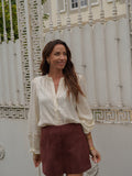Chemise femme à pois beige manches longues – TELINE – photo 2