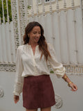 Chemise femme à pois beige manches longues – TELINE – photo 3