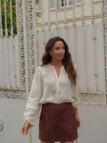 Chemise femme à pois beige manches longues – TELINE – photo 6