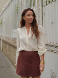 Chemise femme à pois beige manches longues – TELINE – photo 8