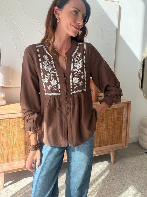 CHEMISE ELLIE MARRON