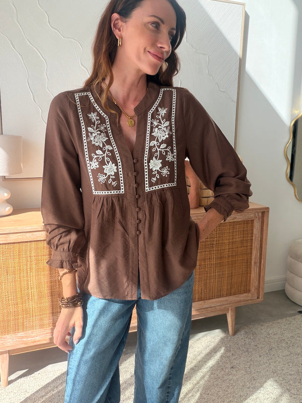 CHEMISE ELLIE MARRON