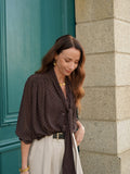 Chemise lavallière à pois chocolat – CHEMISE OPHELIE CHOCOLAT – TAMASHOP – vue 3