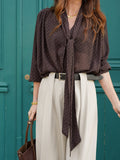 Chemise lavallière à pois chocolat – CHEMISE OPHELIE CHOCOLAT – TAMASHOP – vue 5
