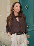 Chemise lavallière à pois chocolat – CHEMISE OPHELIE CHOCOLAT – TAMASHOP – vue 7