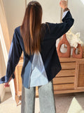 Chemise marine dos ouvert détails rayés bleu et blanc – MAELIA – photo 2