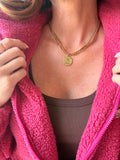 Collier double rang doré pendentif médaillon rond – ZOE – photo 1