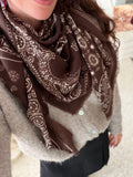 Foulard carré imprimé cachemire chocolat et beige – MORANE – photo 1