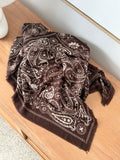 Foulard carré imprimé cachemire chocolat et beige – MORANE – photo 2