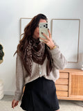 Foulard carré imprimé cachemire chocolat et beige – MORANE – photo 3