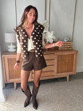 Gilet sans manches chocolat à pois blancs poches – LOUISE – photo 2