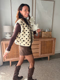Gilet sans manches écru à pois chocolat poches – LOUISE – photo 2