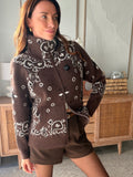 Gilet zippé imprimé bandana chocolat col montant – SORAYA – photo 2