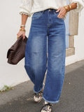 Jean bleu coupe ample taille haute délavé – CHRISSY – photo 2