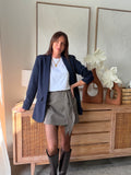 Jupe short à carreaux marron et beige lien à nouer – DORY – photo 5