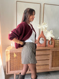 Jupe short à carreaux marron et beige lien à nouer – DORY – photo 6