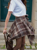 Jupe-short asymétrique à carreaux – JUPE SHORT MERYL – TAMASHOP – vue 2