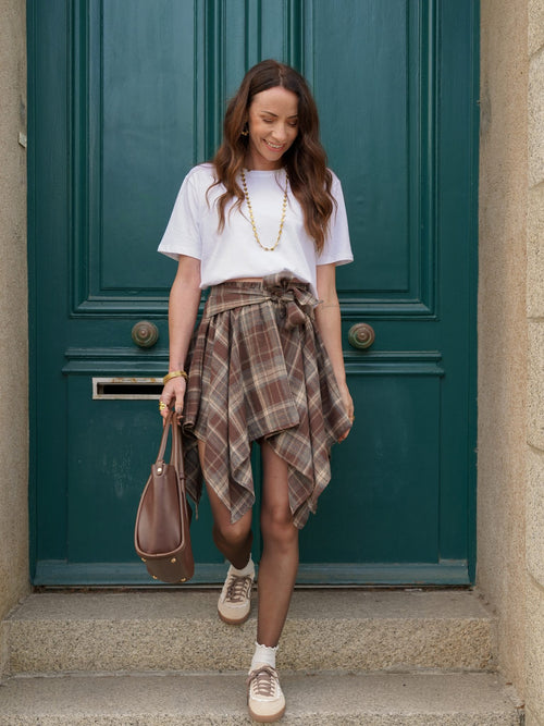 Jupe-short asymétrique à carreaux – JUPE SHORT MERYL – TAMASHOP – vue 9