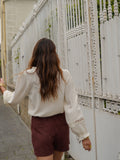 Jupe-short femme bordeaux et chocolat zippée – LEONIE – photo 4