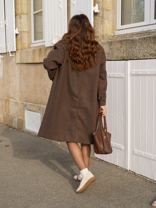 Manteau long chocolat – MANTEAU GLORIA CHOCOLAT – TAMASHOP – vue 2