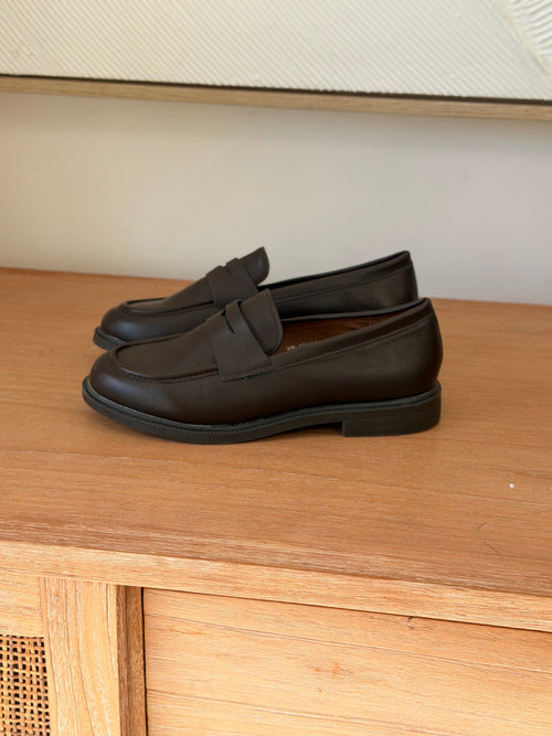 Mocassins femme chocolat simili cuir bout arrondi – GINY – photo 2