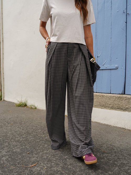 Pantalon à carreaux coupe droite taille élastiquée – ROBY – photo 15