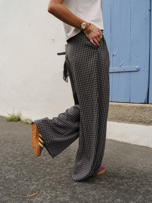 Pantalon à carreaux coupe droite taille élastiquée – ROBY – photo 16