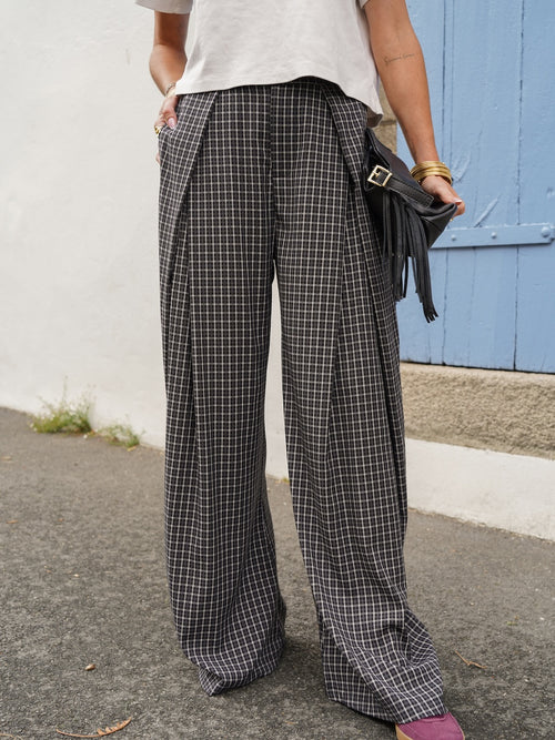 Pantalon à carreaux coupe droite taille élastiquée – ROBY – photo 2