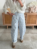 Pantalon fluide coupe ballon bleu et blanc 2 poches – FLORA – photo 8