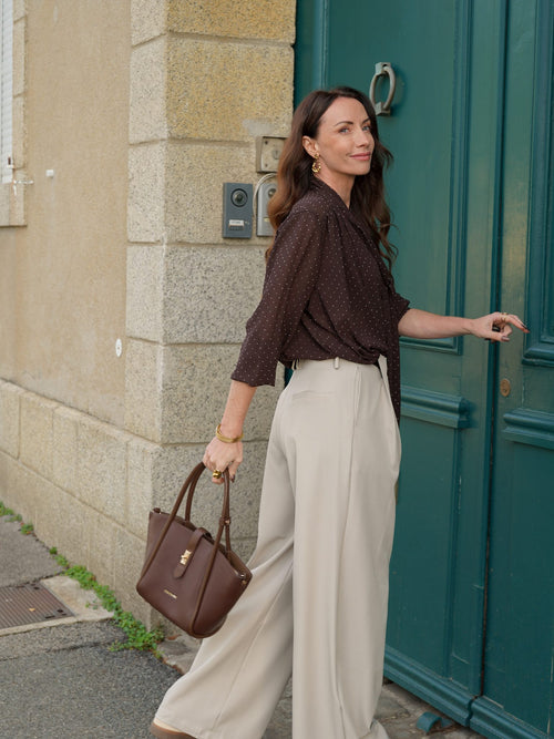 Pantalon large beige – PANTALON AZIA BEIGE – TAMASHOP – vue 3