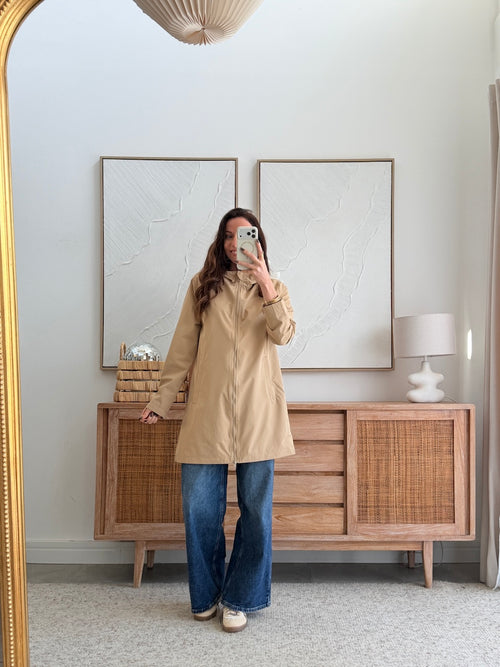 Parka longue beige déperlante doublure douce – THEA – photo 5