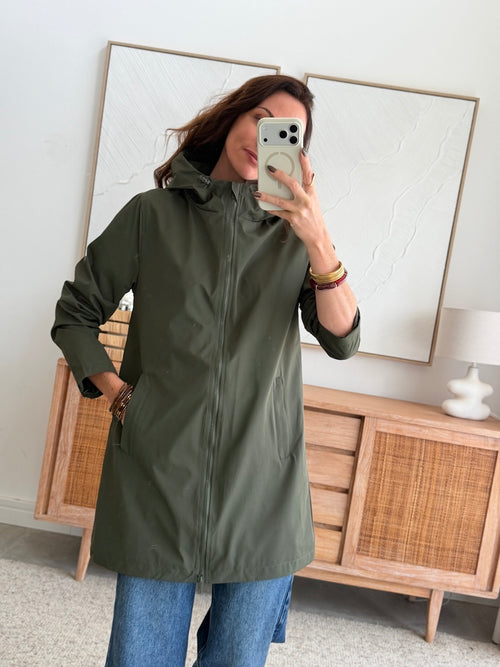 Parka longue kaki déperlante doublure douce – THEA – photo 2