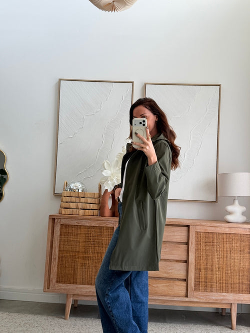 Parka longue kaki déperlante doublure douce – THEA – photo 3