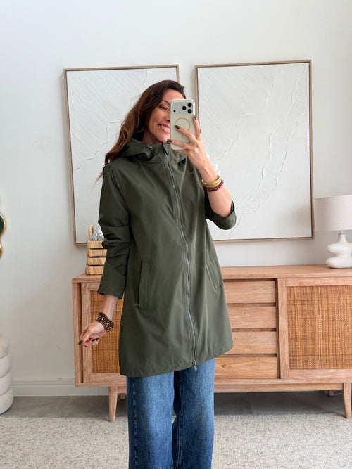 Parka longue kaki déperlante doublure douce – THEA – photo 4