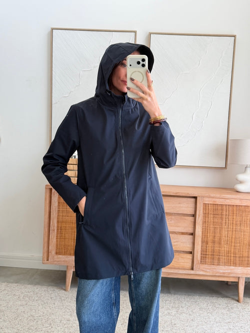 Parka longue marine déperlante doublure douce – THEA – photo 2