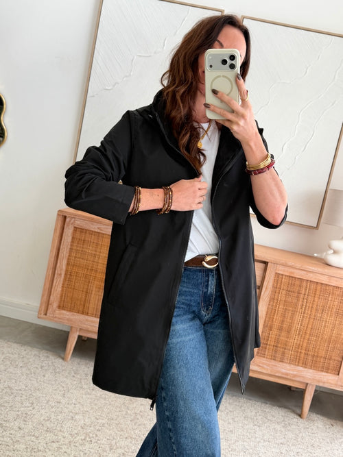 Parka longue noire déperlante doublure douce – THEA – photo 2