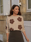 Pull beige à fleurs brodées – PULL SYLVIA – TAMASHOP – vue 8
