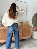 Pull beige grosse maille col rond manches longues – IZAYA – photo 4