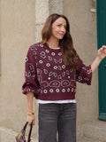 Pull bordeaux motifs bandana – PULL SUZON BORDEAUX – TAMASHOP