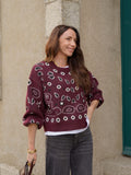 Pull bordeaux motifs bandana – PULL SUZON BORDEAUX – TAMASHOP – vue 2