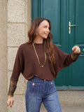 Pull chocolat manches dentelle – PULL LESLIE CHOCOLAT – TAMASHOP – vue 2